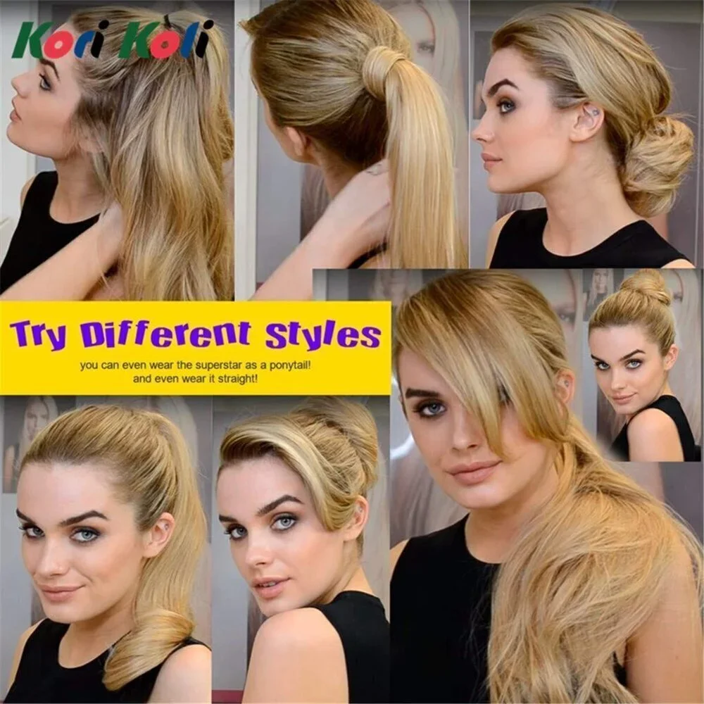 24“ Long Wavy Clip in Half Head Tied Wig Japanese Synthetic fibers Hair Extensio